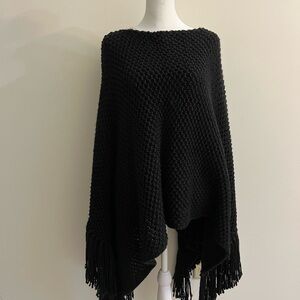 Michael Kors Black Fringe Poncho